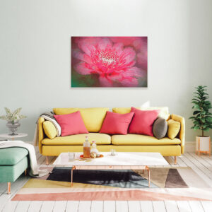 Štampa na kanvas platnu Cvet 34 ima efekat Van Gog stila.Jakih i veselih boja, pogodna je za prostorije u kojima boravi društvo kao što je dnevna soba.